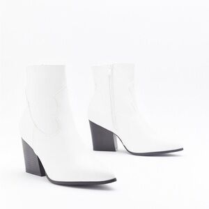 Nasty Gal white western booties